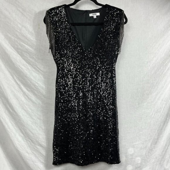 BB Dakota Steve Madden All Over Sequin Cocktail Mini Dress Women S Tassels Sexy - Picture 1 of 14
